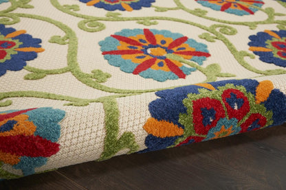 6' X 9' Navy Blue Beige Green Blue And Red Floral Indoor Outdoor Area Rug HomeRoots