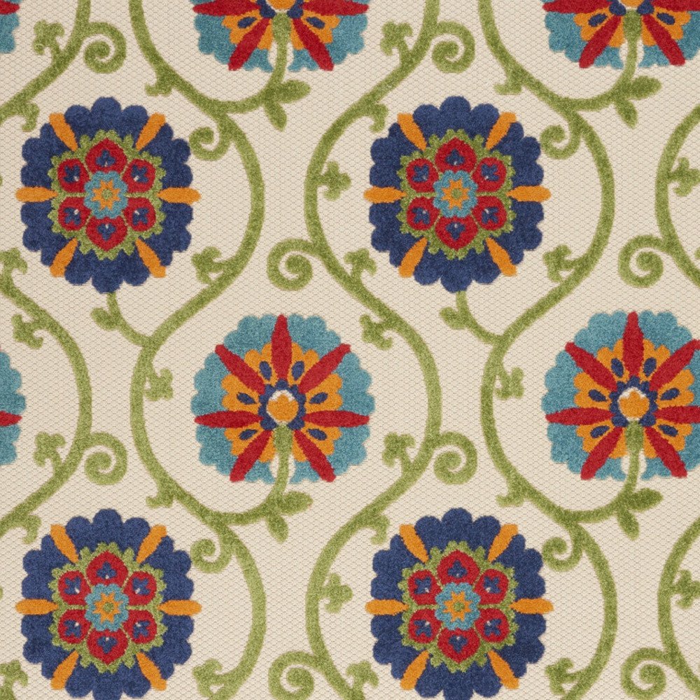 6' X 9' Navy Blue Beige Green Blue And Red Floral Indoor Outdoor Area Rug HomeRoots