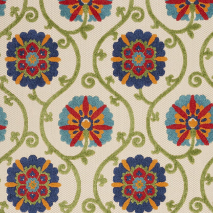 6' X 9' Navy Blue Beige Green Blue And Red Floral Indoor Outdoor Area Rug HomeRoots