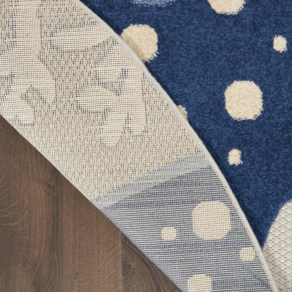 5' Navy Blue And Gray Round Starfish Indoor Outdoor Area Rug HomeRoots