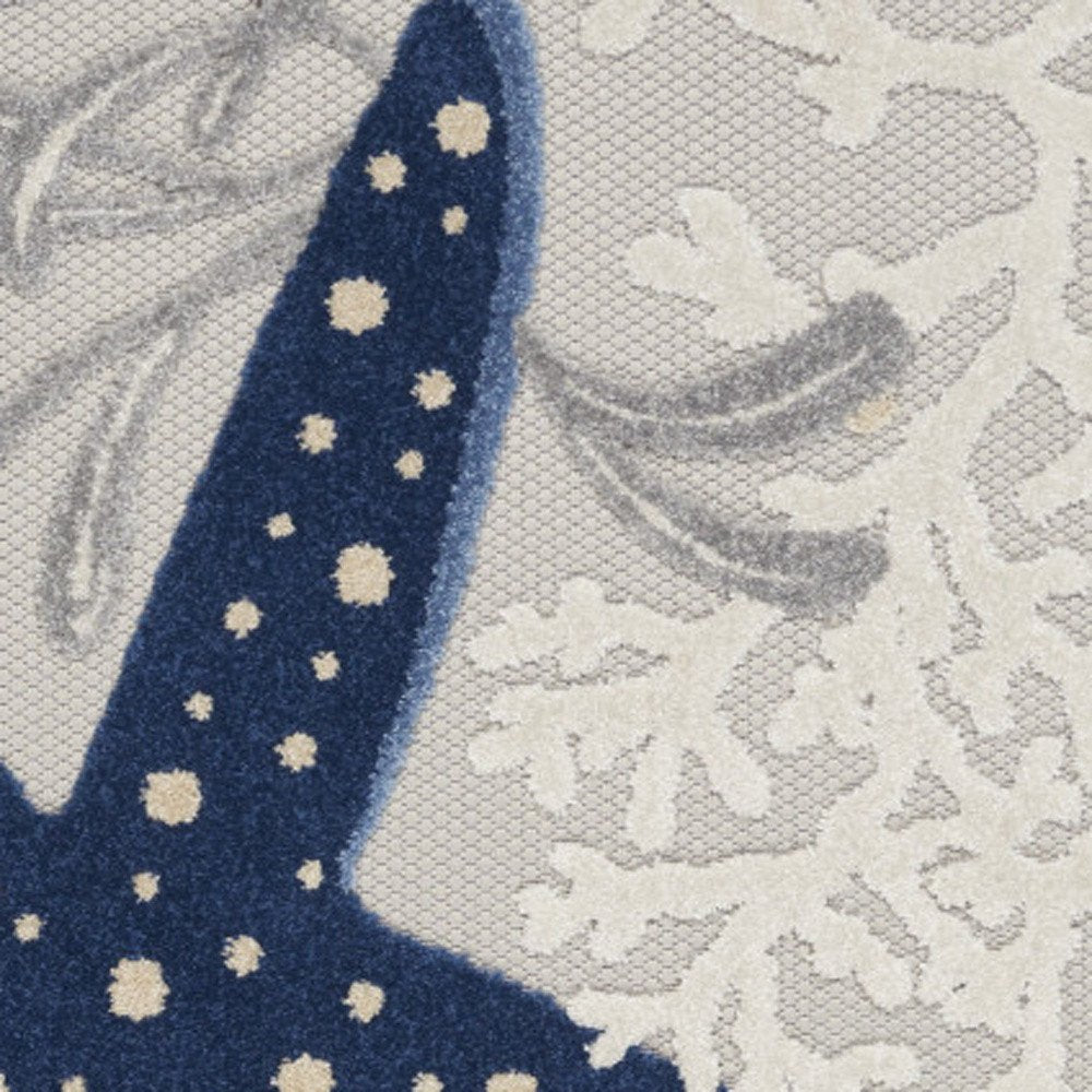 6' X 9' Navy Blue And Gray Starfish Indoor Outdoor Area Rug — view 4