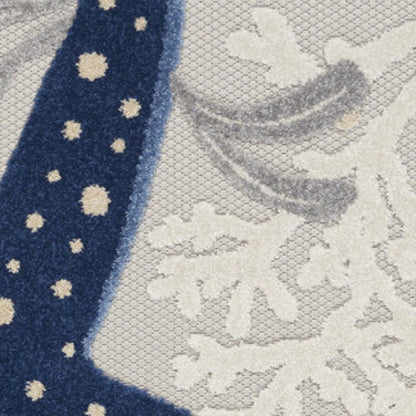 6' X 9' Navy Blue And Gray Starfish Indoor Outdoor Area Rug