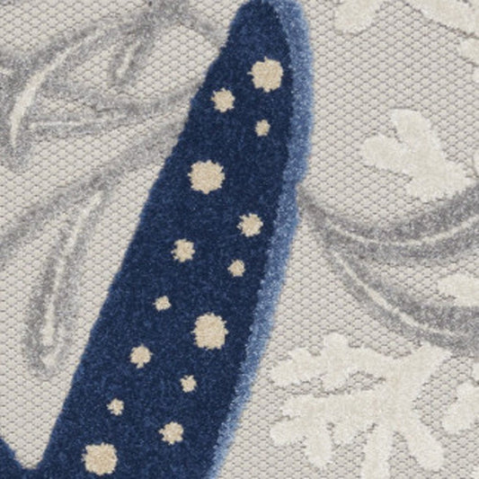 5' X 8' Navy Blue And Gray Starfish Indoor Outdoor Area Rug