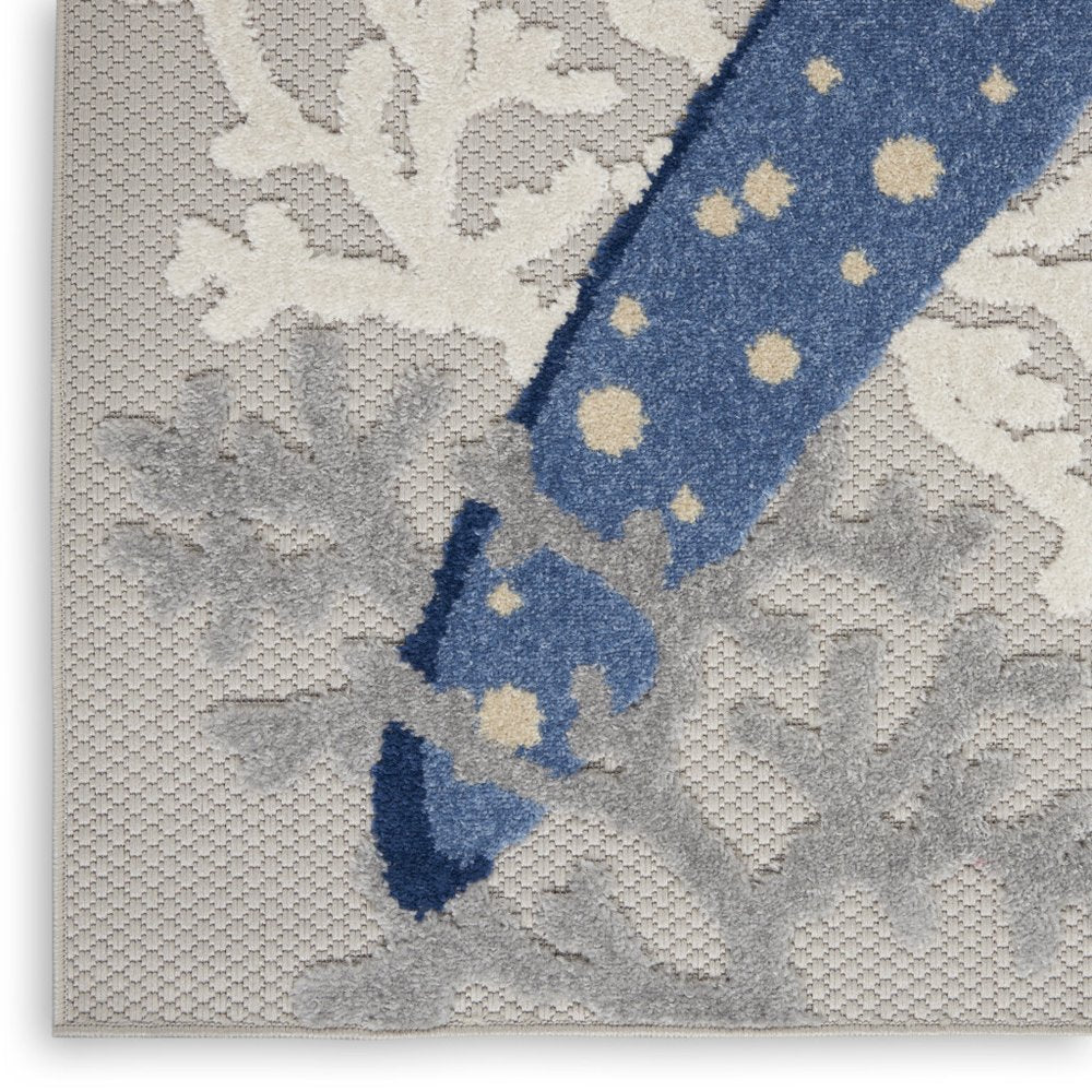 8' X 11' Blue And Gray Starfish Indoor Outdoor Area Rug HomeRoots