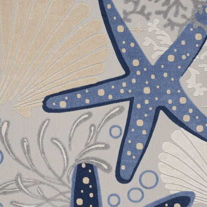 8' X 11' Blue And Gray Starfish Indoor Outdoor Area Rug HomeRoots
