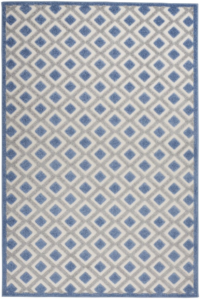 6' X 9' Blue And Gray Geometric Indoor Outdoor Area Rug — view 8