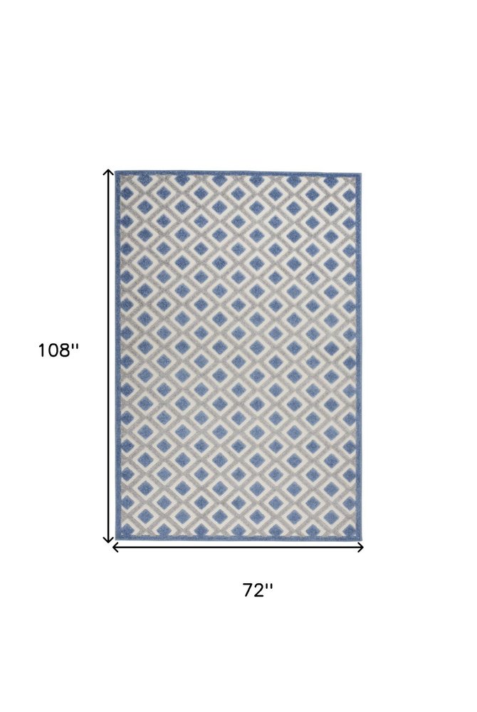 6' X 9' Blue And Gray Geometric Indoor Outdoor Area Rug HomeRoots