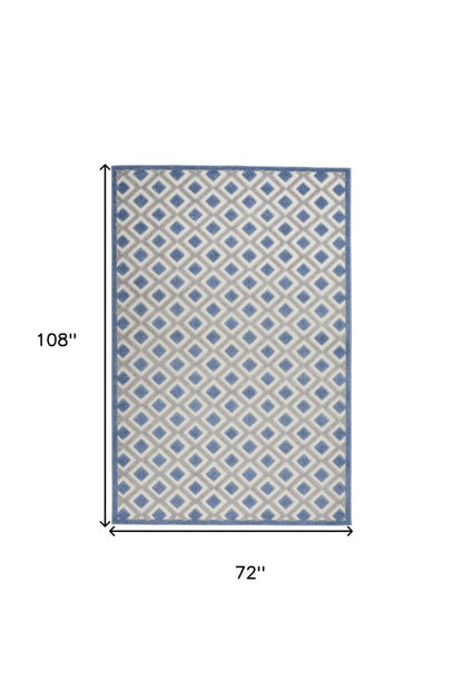 6' X 9' Blue And Gray Geometric Indoor Outdoor Area Rug HomeRoots
