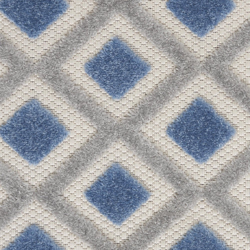 8' Blue And Gray Round Geometric Indoor Outdoor Area Rug HomeRoots
