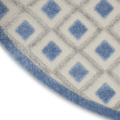8' Blue And Gray Round Geometric Indoor Outdoor Area Rug HomeRoots
