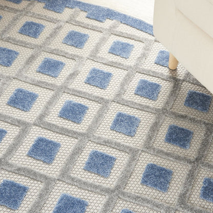 8' Blue And Gray Round Geometric Indoor Outdoor Area Rug HomeRoots