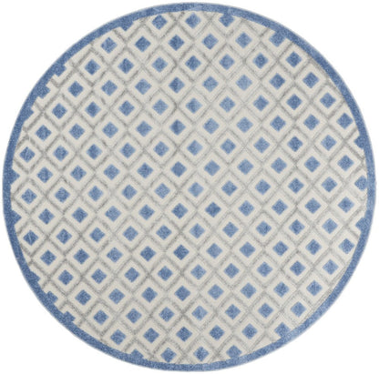 8' Blue And Gray Round Geometric Indoor Outdoor Area Rug HomeRoots