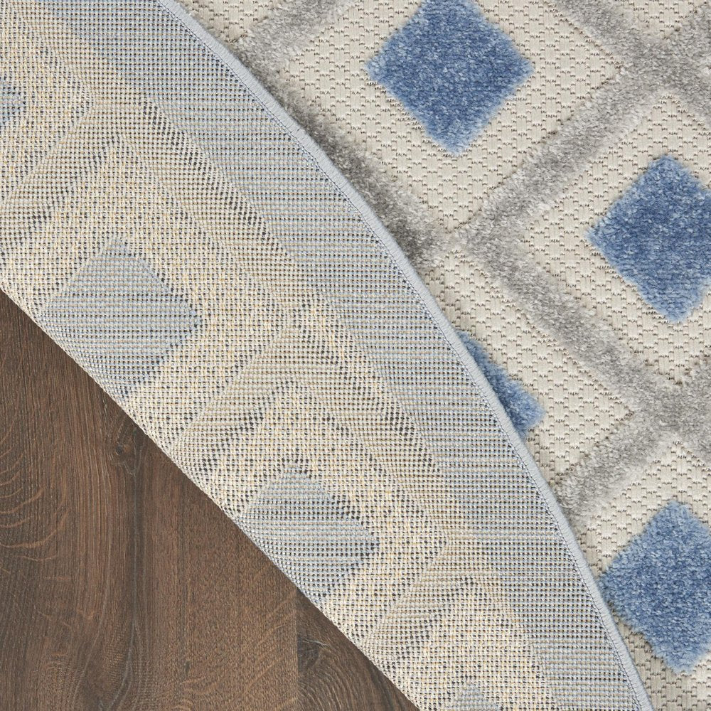 8' Blue And Gray Round Geometric Indoor Outdoor Area Rug HomeRoots