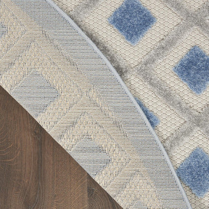 8' Blue And Gray Round Geometric Indoor Outdoor Area Rug HomeRoots