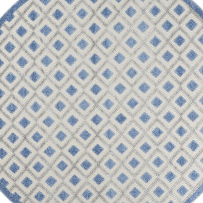 8' Blue And Gray Round Geometric Indoor Outdoor Area Rug HomeRoots