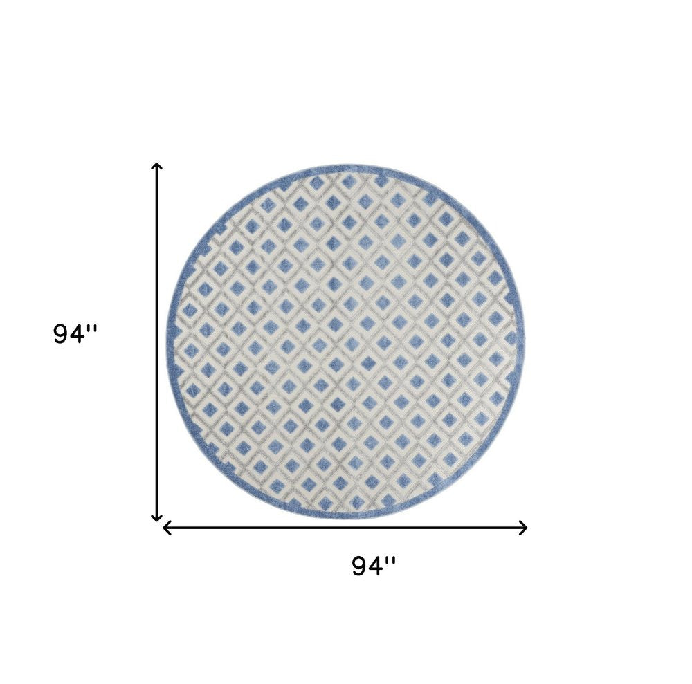 8' Blue And Gray Round Geometric Indoor Outdoor Area Rug HomeRoots