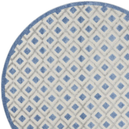 8' Blue And Gray Round Geometric Indoor Outdoor Area Rug HomeRoots