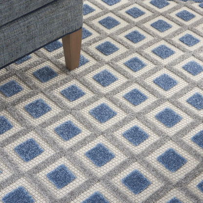 4' X 6' Blue And Gray Geometric Indoor Outdoor Area Rug HomeRoots