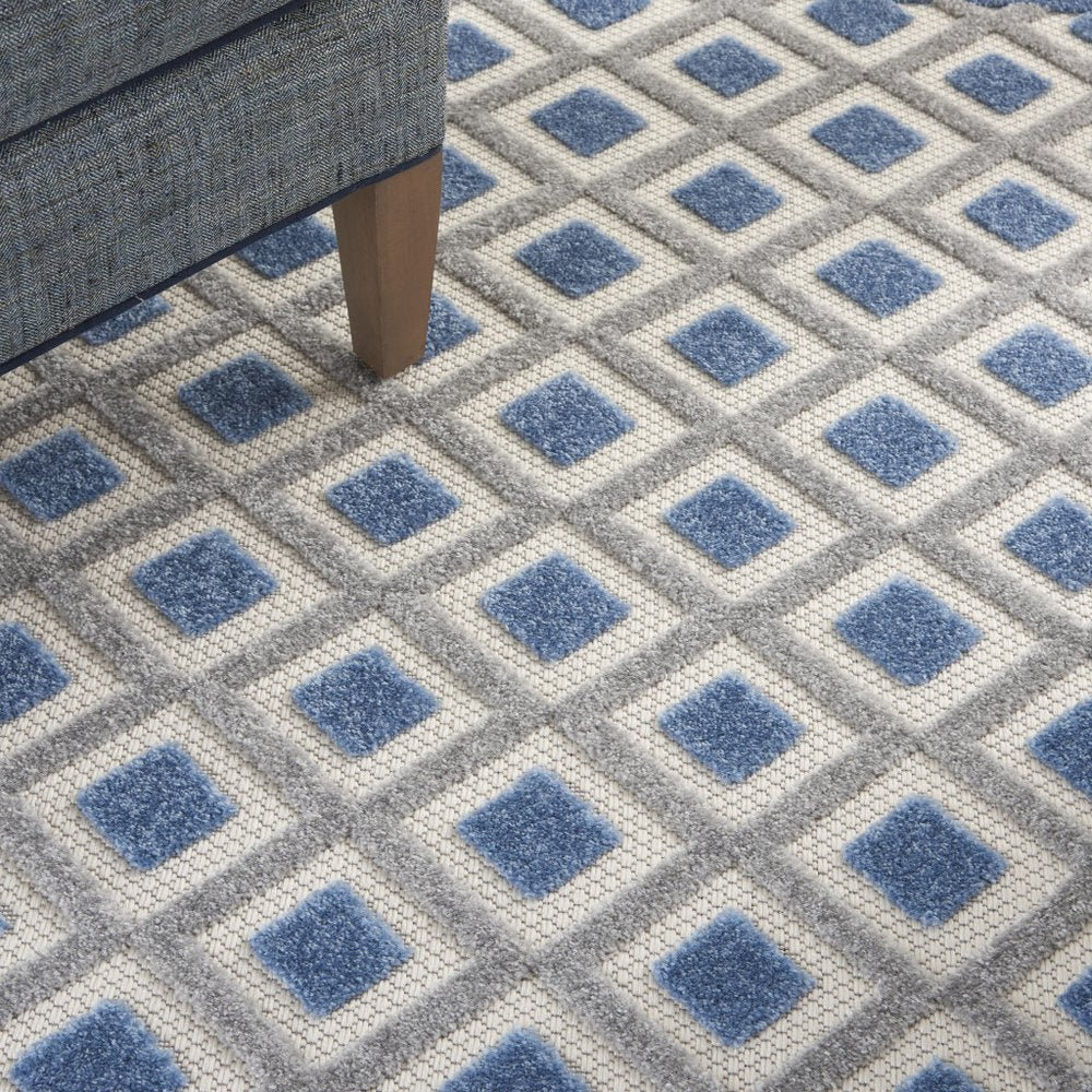 4' X 6' Blue And Gray Geometric Indoor Outdoor Area Rug — view 20