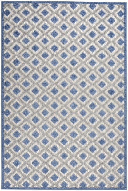 4' X 6' Blue And Gray Geometric Indoor Outdoor Area Rug HomeRoots