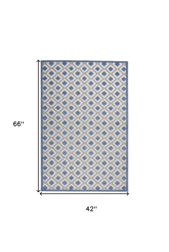 4' X 6' Blue And Gray Geometric Indoor Outdoor Area Rug — view 2