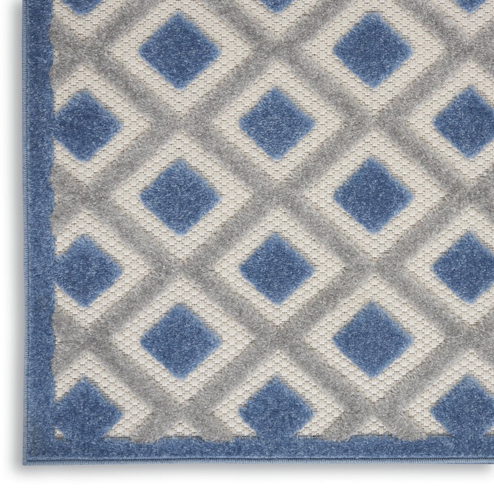 8' X 11' Blue And Gray Geometric Indoor Outdoor Area Rug HomeRoots