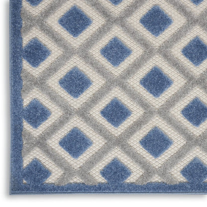 8' X 11' Blue And Gray Geometric Indoor Outdoor Area Rug HomeRoots