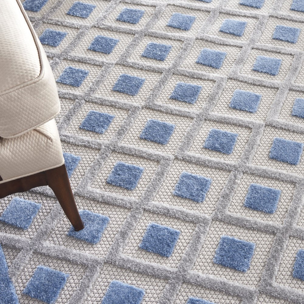 8' X 11' Blue And Gray Geometric Indoor Outdoor Area Rug HomeRoots