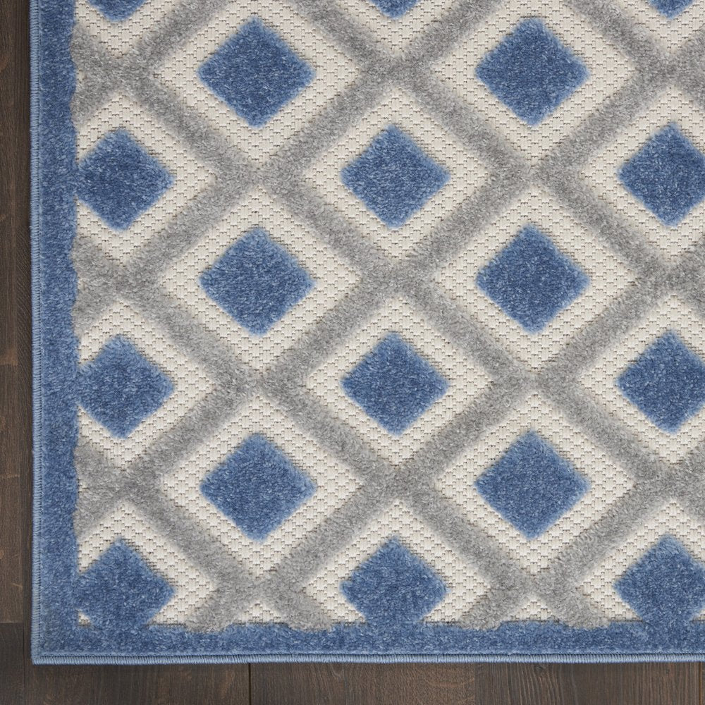 8' X 11' Blue And Gray Geometric Indoor Outdoor Area Rug HomeRoots