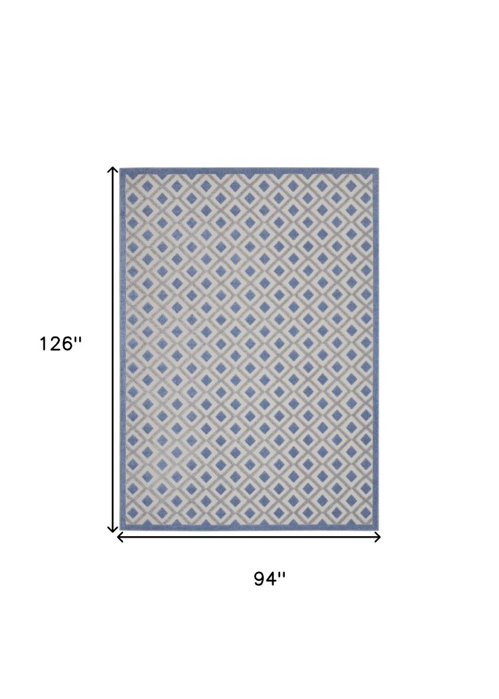 8' X 11' Blue And Gray Geometric Indoor Outdoor Area Rug HomeRoots