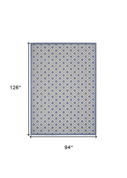 8' X 11' Blue And Gray Geometric Indoor Outdoor Area Rug HomeRoots