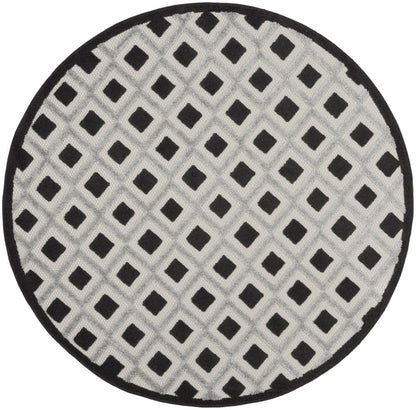 4' Black And White Round Geometric Indoor Outdoor Area Rug HomeRoots