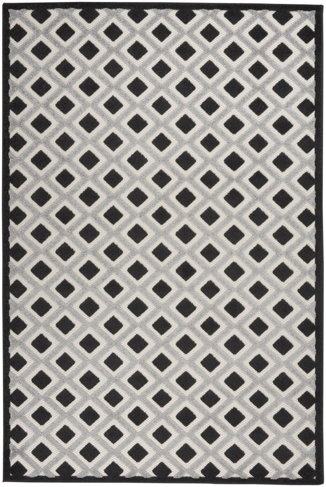 6' X 9' Black And White Geometric Indoor Outdoor Area Rug — view 8