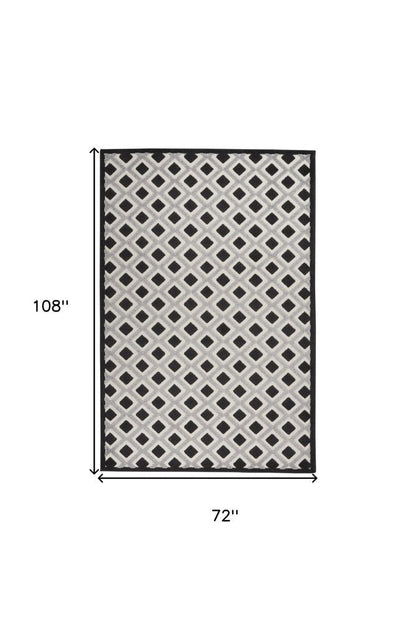 6' X 9' Black And White Geometric Indoor Outdoor Area Rug HomeRoots