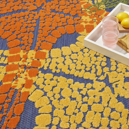 9' X 12' Blue Yellow And Orange Starfish Indoor Outdoor Area Rug HomeRoots