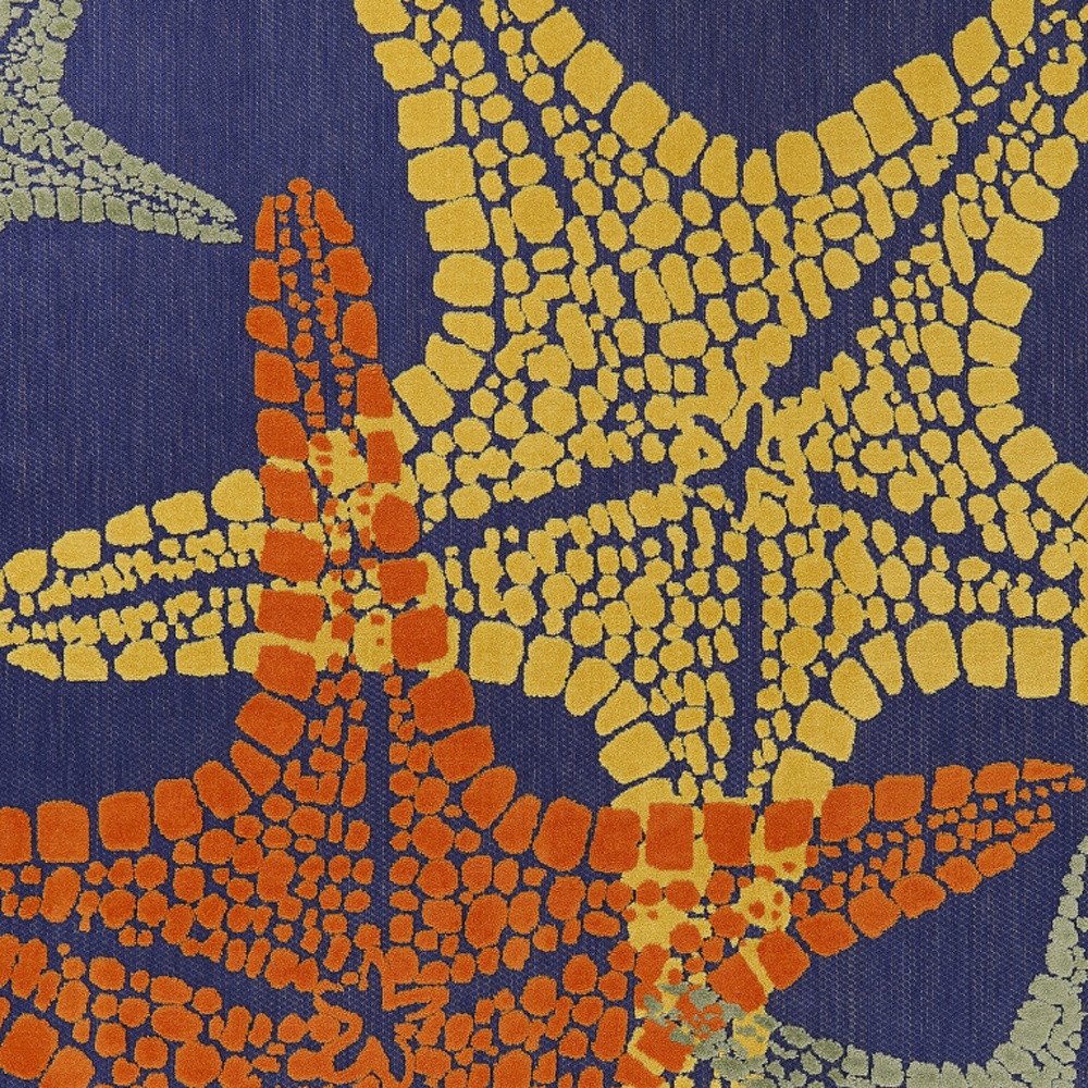 9' X 12' Blue Yellow And Orange Starfish Indoor Outdoor Area Rug HomeRoots