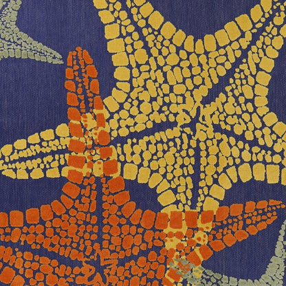 9' X 12' Blue Yellow And Orange Starfish Indoor Outdoor Area Rug HomeRoots