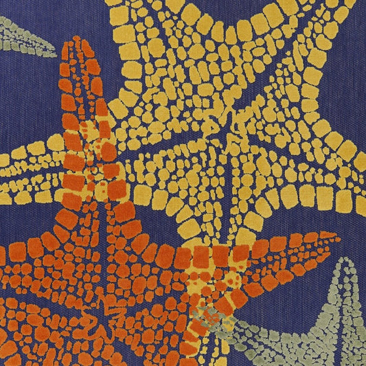 9' X 12' Blue Yellow And Orange Starfish Indoor Outdoor Area Rug HomeRoots
