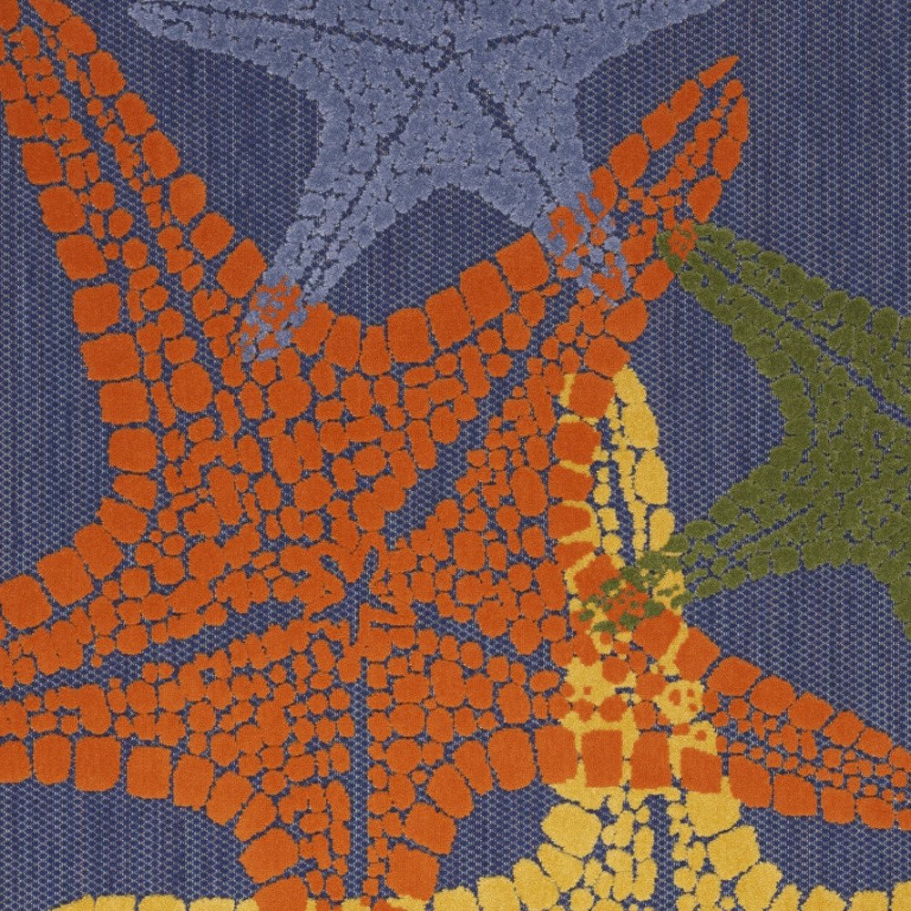 6' X 9' Blue Yellow And Orange Starfish Indoor Outdoor Area Rug HomeRoots