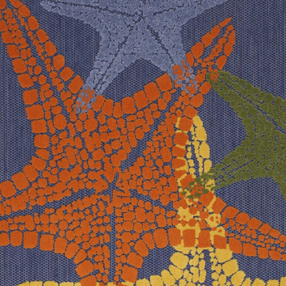 6' X 9' Blue Yellow And Orange Starfish Indoor Outdoor Area Rug HomeRoots