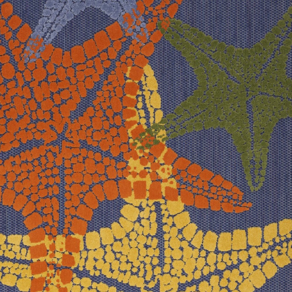 6' X 9' Blue Yellow And Orange Starfish Indoor Outdoor Area Rug HomeRoots