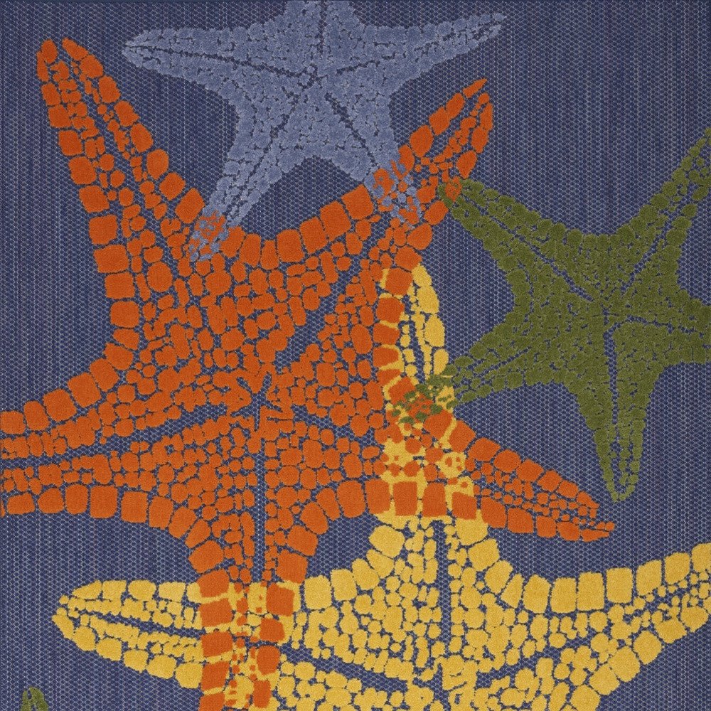 4' X 6' Blue Yellow And Orange Starfish Indoor Outdoor Area Rug HomeRoots