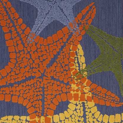 4' X 6' Blue Yellow And Orange Starfish Indoor Outdoor Area Rug HomeRoots
