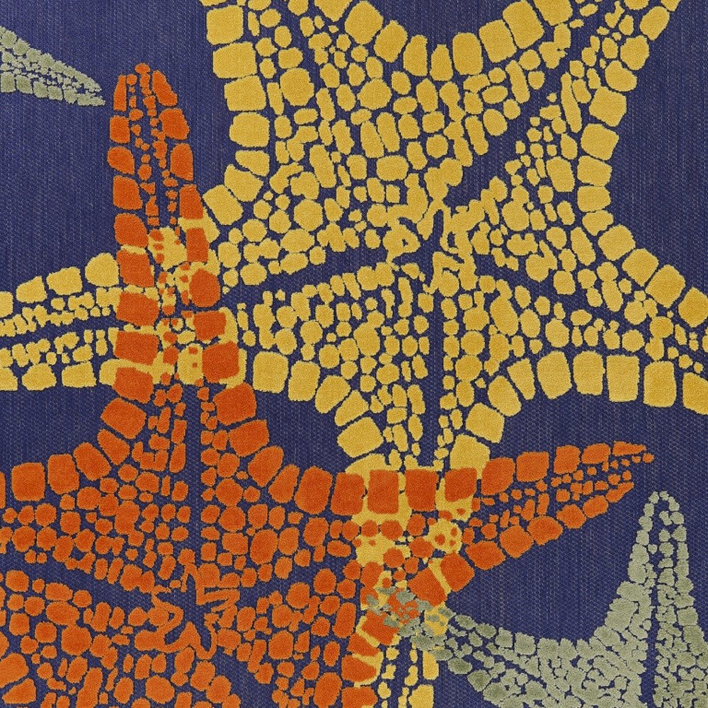 8' X 11' Blue Yellow And Orange Starfish Indoor Outdoor Area Rug HomeRoots