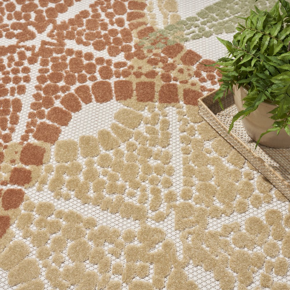 8' Ivory Yellow Orange And Green Round Starfish Indoor Outdoor Area Rug HomeRoots