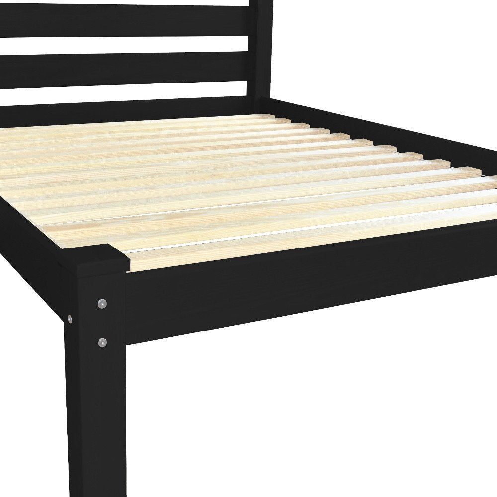 Black Solid Wood Queen Bed Frame HomeRoots