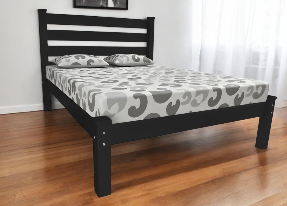 Black Solid Wood Queen Bed Frame HomeRoots