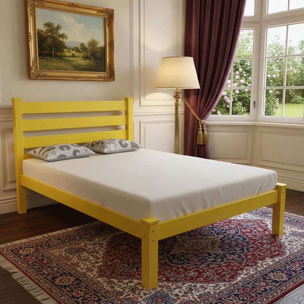 Canary Yellow Solid Wood Queen Bed Frame HomeRoots