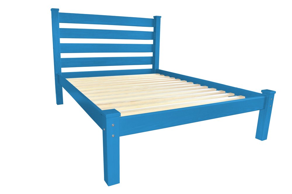 Caribbean Blue Solid Wood Queen Bed Frame HomeRoots
