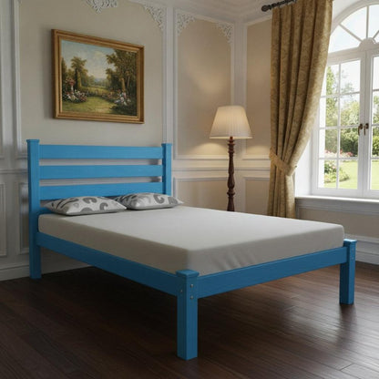 Caribbean Blue Solid Wood Queen Bed Frame HomeRoots